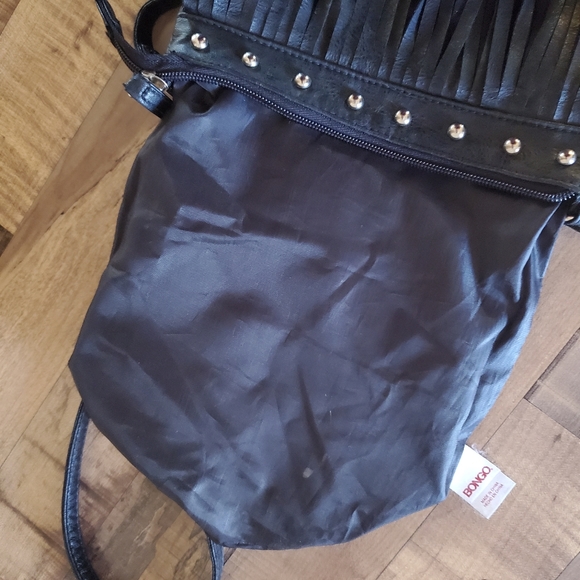 Bongo black fringe crossbody bag purse with stud detail and an adjustable strap - Picture 13 of 16